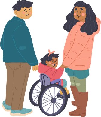 Clean Cartoon Family with Disable Child