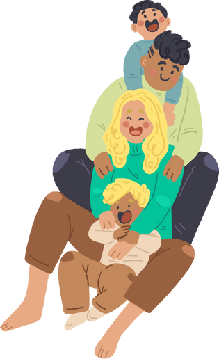 Clean Cartoon Family Hugging
